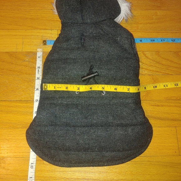 Boots & Barkley Dog Puffer Vest Cinched Waist Fur Trimmed Hood Gray